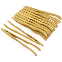 XZANTE Pinzas De Bambú Reutilizables 16 Cm- Brazos Curvos- Color Madera - 10 Piezas - Pinzas Tostadas